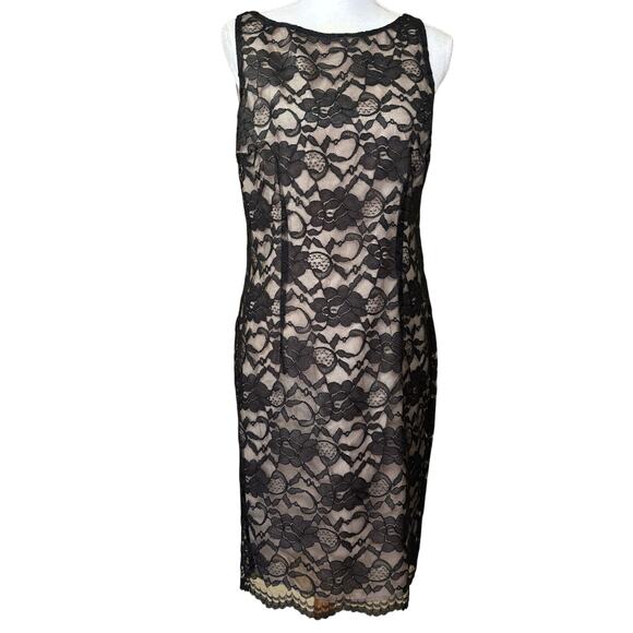Maggy London black lace sheath dress, wedding guest, romantic, classic, retro - Picture 1 of 4